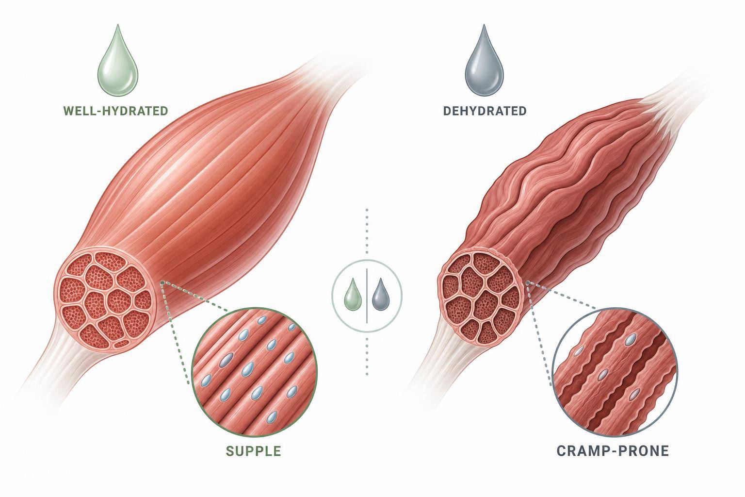 Illustration showing how hydration affects muscle function