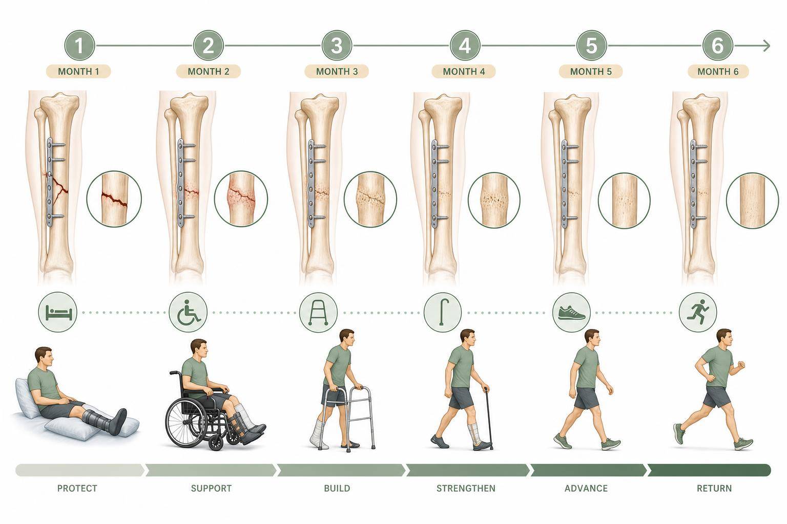 Illustration of a month-by-month stroke recovery timeline