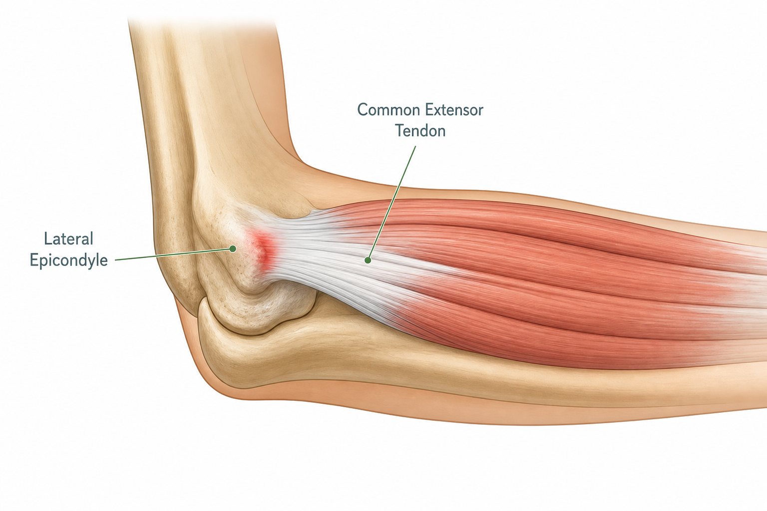 Illustration of the tendon involved in tennis elbow